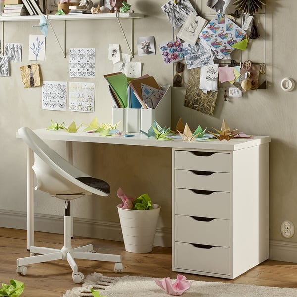 LAGKAPTEN / ALEX Bureau, blanc, 140x60 cm