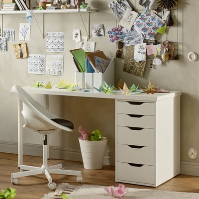 LAGKAPTEN / ALEX Bureau, blanc, 140x60 cm