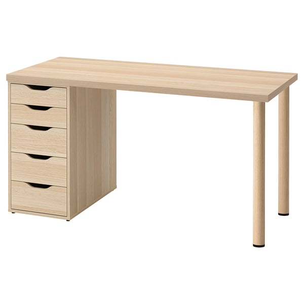 LAGKAPTEN / ALEX Bureau, effet chêne blanchi, 140x60 cm