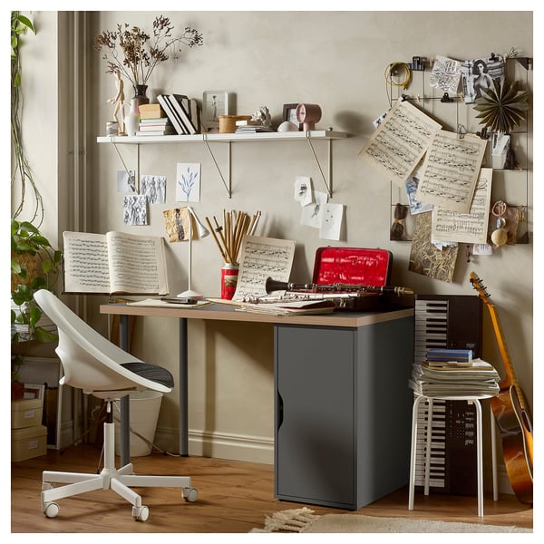 LAGKAPTEN / ALEX Bureau, gris/effet bois, 120x60 cm