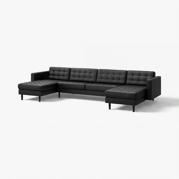 LANDSKRONA Canapé 5 pl + méridiennes, Grann/Bomstad noir/bois/noir