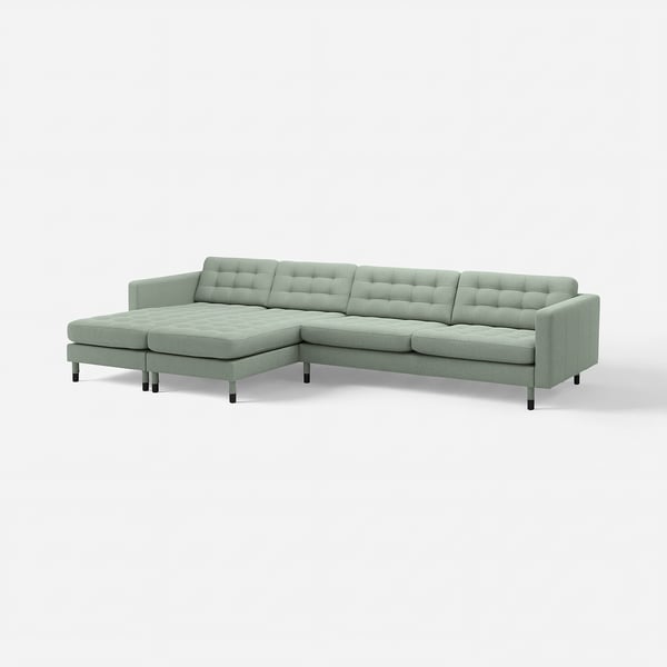 LANDSKRONA Canapé 5 pl + méridiennes, Gunnared vert clair/bois/noir
