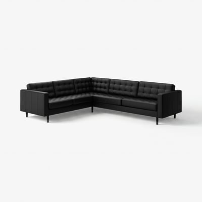 LANDSKRONA Canapé d'angle, 5 places, Grann/Bomstad noir/noir/bois