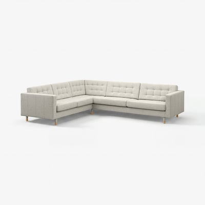 LANDSKRONA Canapé d'angle, 5 places, Gunnared beige/bois