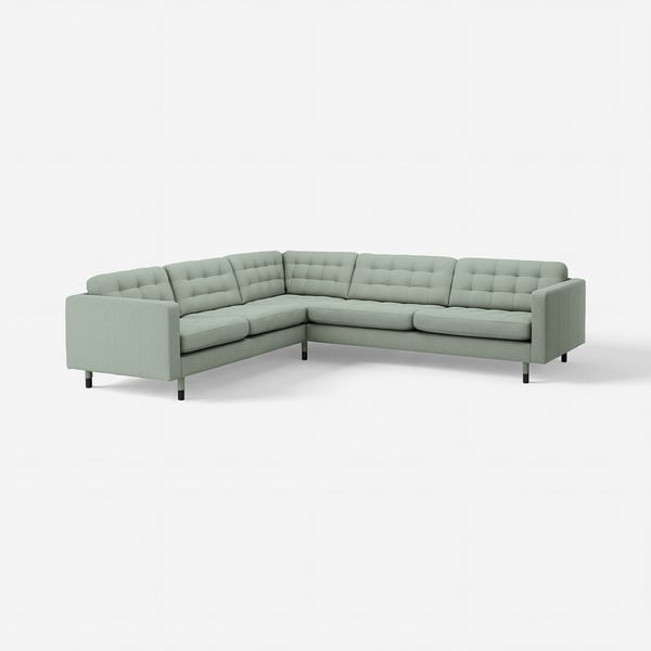 LANDSKRONA Canapé d'angle, 5 places, Gunnared vert clair/bois/noir