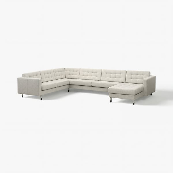 LANDSKRONA Canapé d'angle 6places + méridienne, Gunnared beige/noir/bois