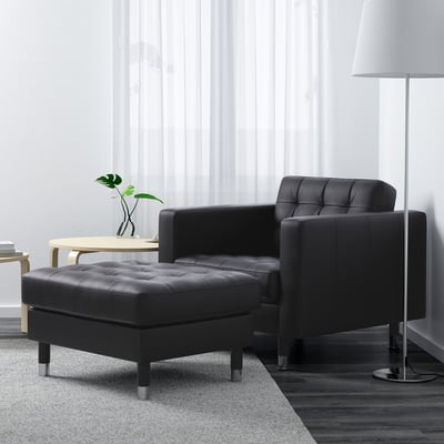 LANDSKRONA Fauteuil, Grann/Bomstad noir/métal