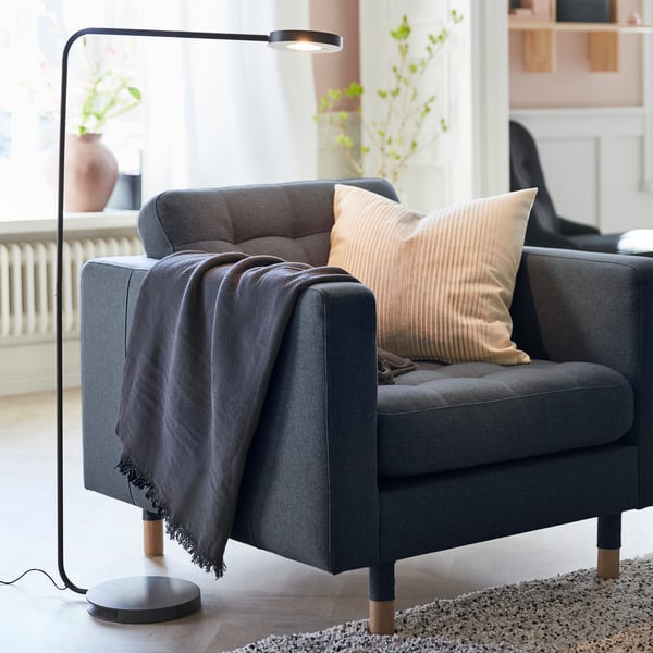 LANDSKRONA Fauteuil, Gunnared bleu/bois