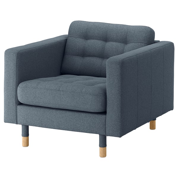 LANDSKRONA Fauteuil, Gunnared bleu/bois