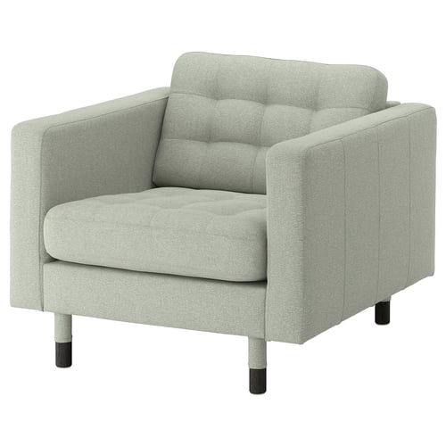 LANDSKRONA Fauteuil, Gunnared vert clair/bois/noir
