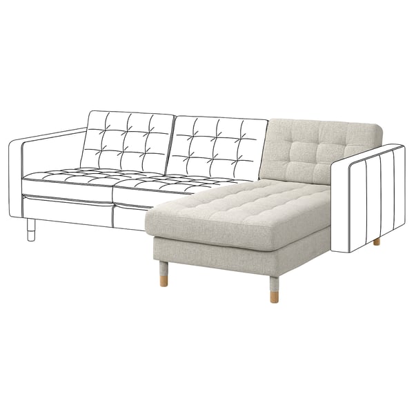 LANDSKRONA Méridienne élément complémentaire, Gunnared beige/bois