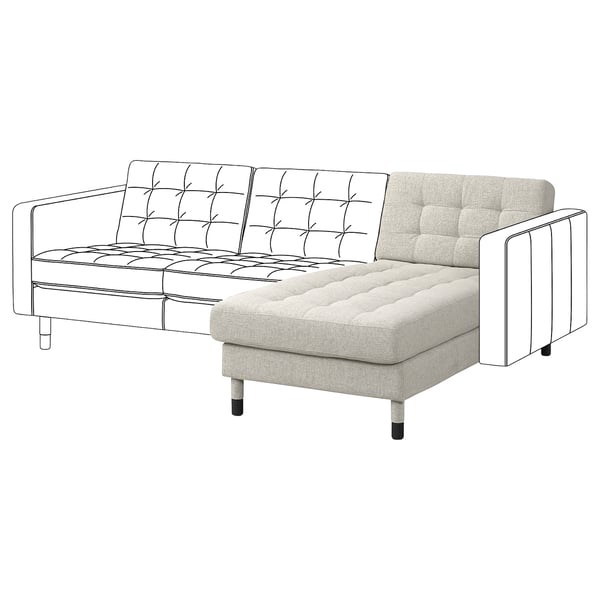 LANDSKRONA Méridienne élément complémentaire, Gunnared beige/noir/bois