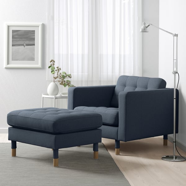 LANDSKRONA Repose-pieds, Gunnared bleu/bois