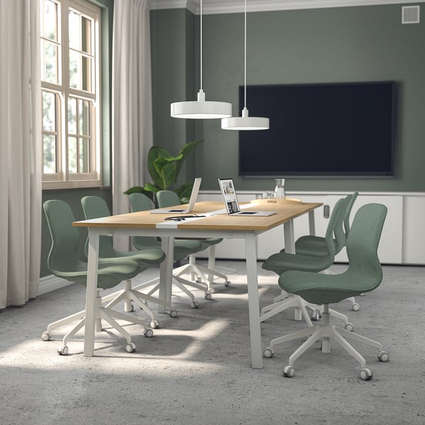 LÅNGFJÄLL Chaise conférence, Gunnared vert gris/blanc