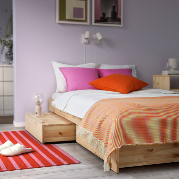 LAPPKATTFOT Plaid, orange vif/rose, 130x170 cm