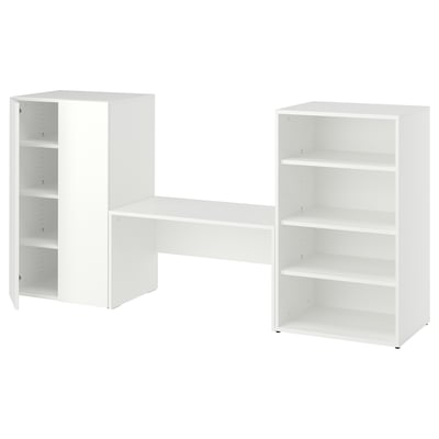 LASTARE Combinaison de rangement, blanc/avec banc, 210x42x101 cm