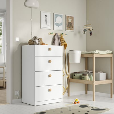 LASTARE Commode 4 tiroirs, blanc, 60x42x100 cm
