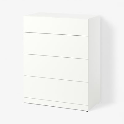 LASTARE Commode 4 tiroirs, blanc, 80x42x100 cm