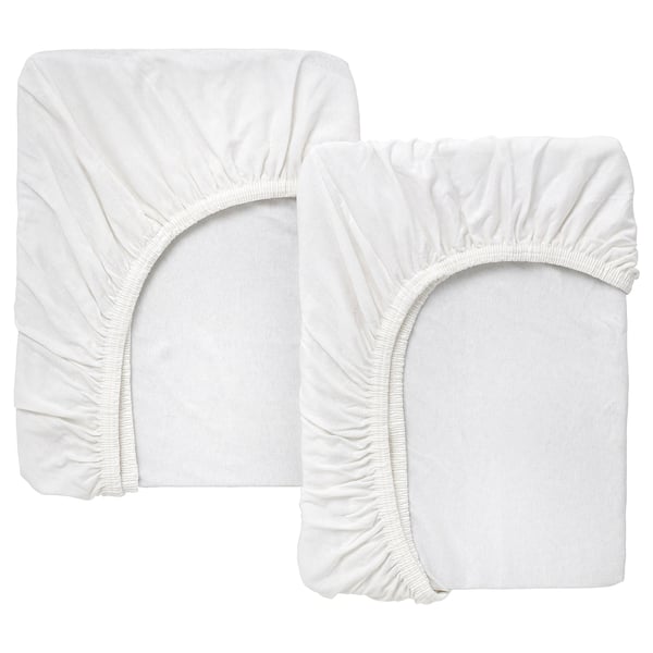 LEN Drap housse pour lit bébé, blanc/jersey, 60x120 cm