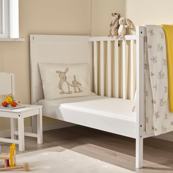 LEN Drap housse pour lit bébé, blanc/jersey, 60x120 cm
