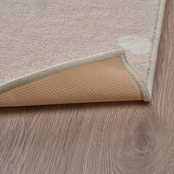 LEN Tapis, poils ras, beige/motif à pois, 133x160 cm