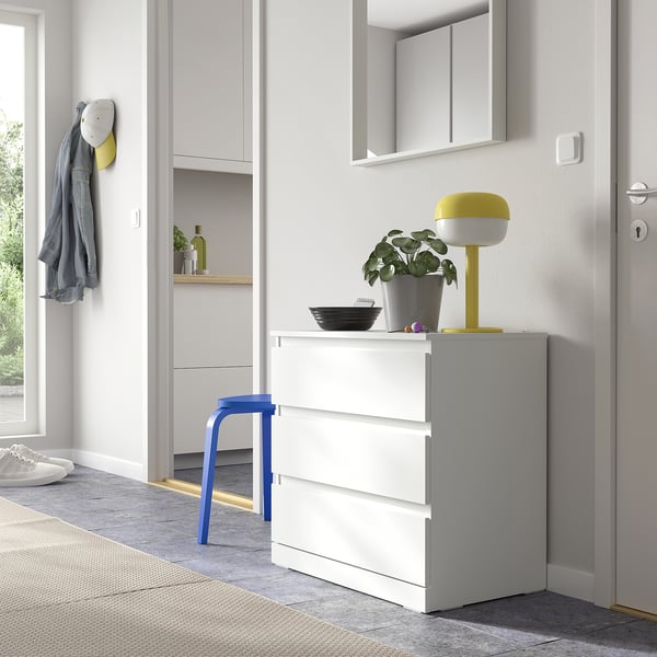 LILLBERGET Commode 3 tiroirs, blanc, 70x43x68 cm