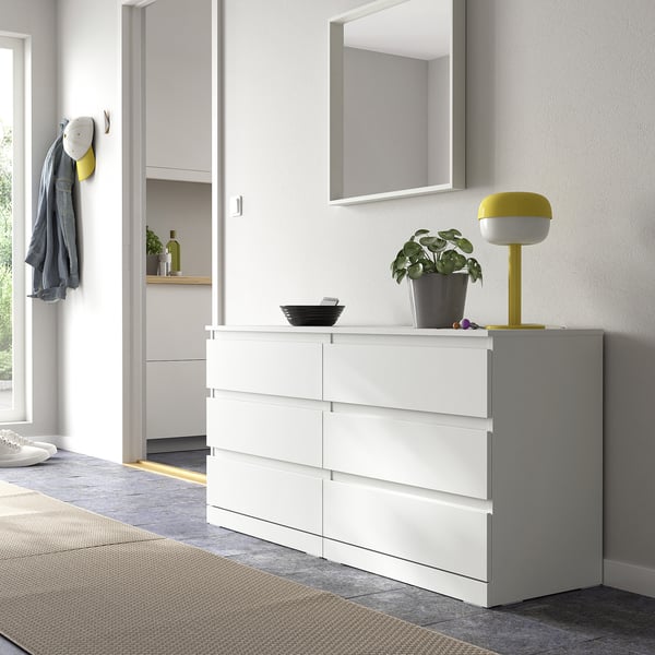 LILLBERGET Commode 6 tiroirs, blanc, 140x43x68 cm