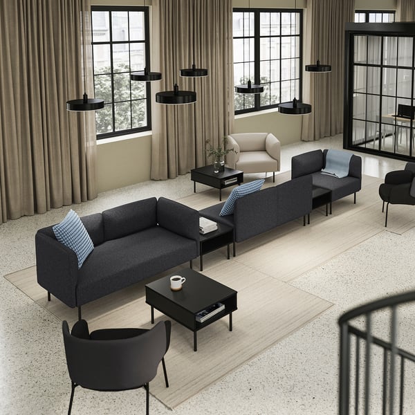 LILLEHEM Canapé modul 5 pl av table d'app, Gunnared/gris foncé métal