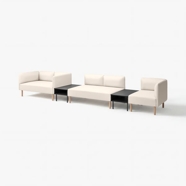 LILLEHEM Canapé modul 5 pl av table d'app, Vissle/beige bois
