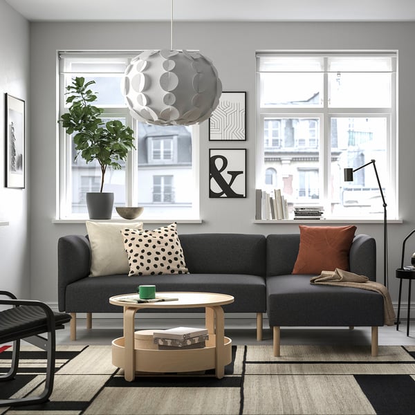 LILLEHEM Canapé modulable 3 pl + méridienne, Gunnared/gris foncé bois