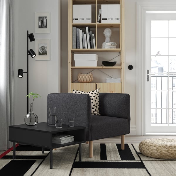 LILLEHEM Fauteuil av table d'appoint, Gunnared gris foncé/bois