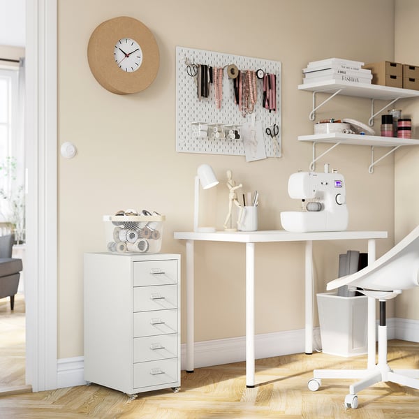 LINNMON/ADILS / HELMER Bureau+combinaison de rangement, blanc