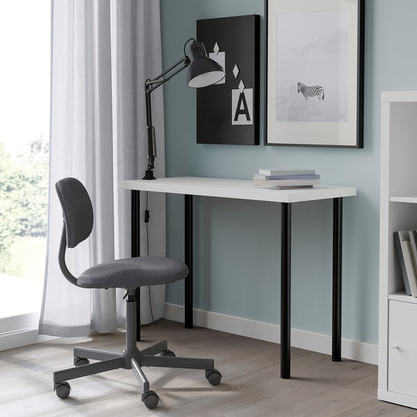 LINNMON / ADILS Table, blanc/noir, 100x45 cm