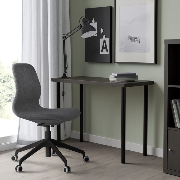LINNMON / ADILS Table, brun noir/noir, 100x45 cm