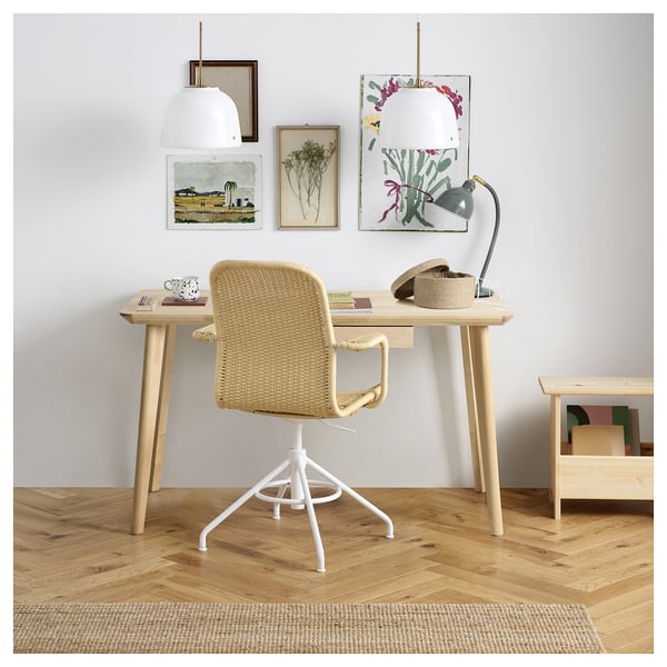 LISABO Bureau, plaqué frêne, 128x65 cm