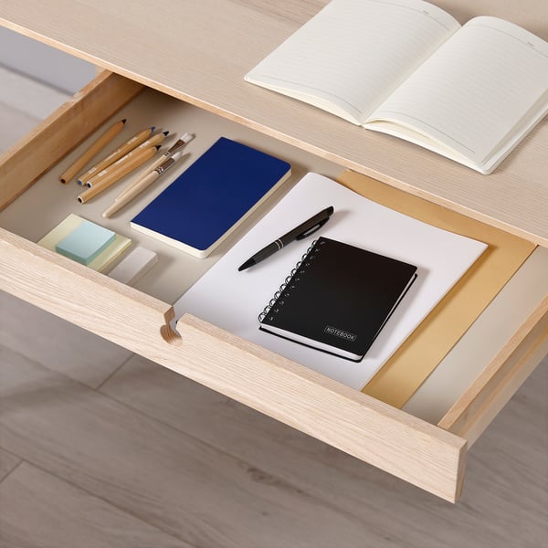 LISABO Bureau, plaqué frêne, 128x65 cm