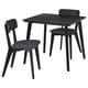 LISABO / LISABO Table et 2 chaises, noir/Tallmyra noir/gris, 88x78 cm