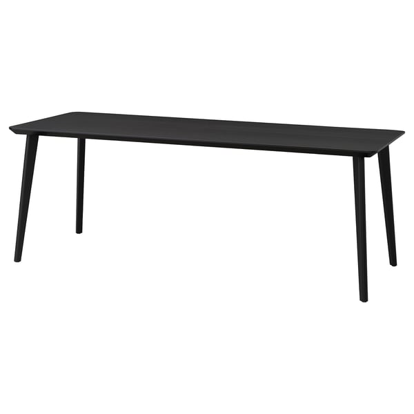LISABO Table, noir/plaqué frêne, 200x78 cm