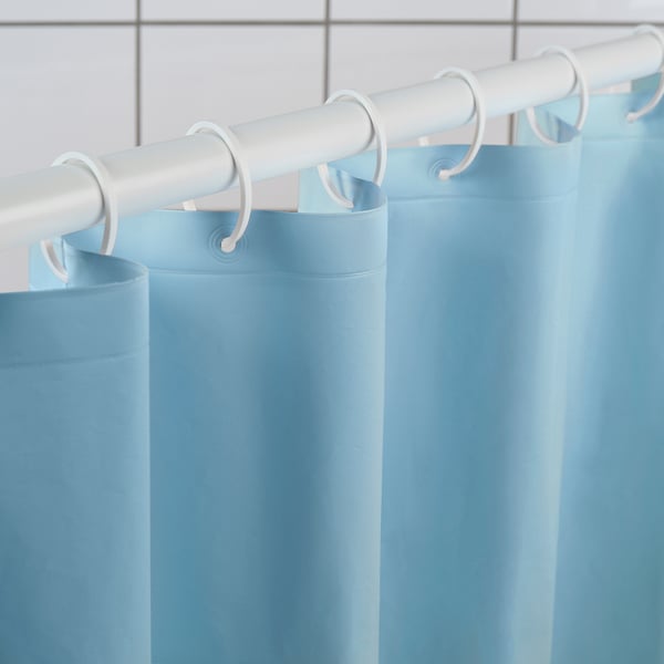 LUDDHAGTORN Rideau de douche, bleu, 180x200 cm