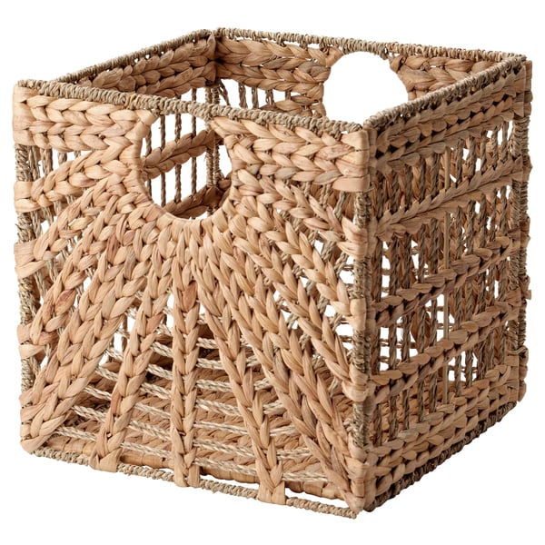 LUSTIGKURRE Panier, naturel jacinthe d'eau/jonc de mer, 32x33x32 cm