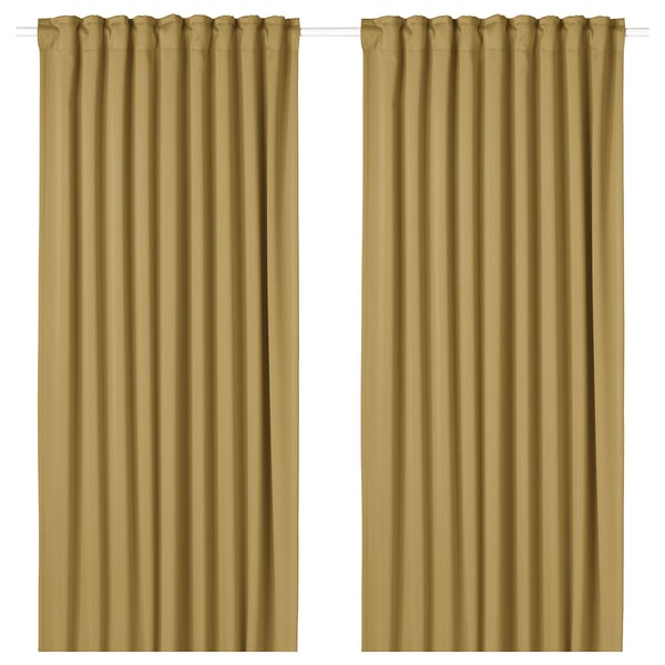 MAJGULL Rideaux assombrissants, 2 pièces, beige-jaune/ruflette, 145x300 cm