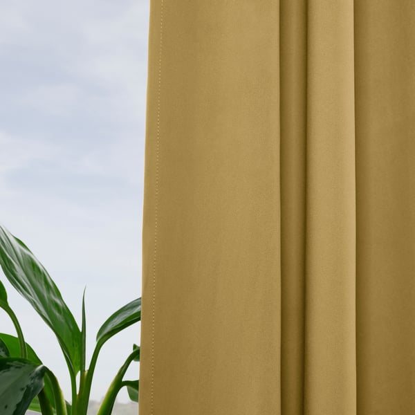 MAJGULL Rideaux assombrissants, 2 pièces, beige-jaune/ruflette, 145x300 cm