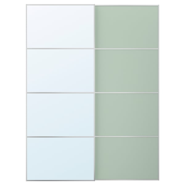MEHAMN/AULI Jeu 2 ptes coul, aluminium double face/vert clair miroir, 150x201 cm