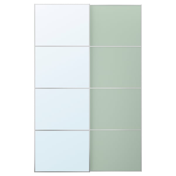 MEHAMN/AULI Jeu 2 ptes coul, aluminium double face/vert clair miroir, 150x236 cm