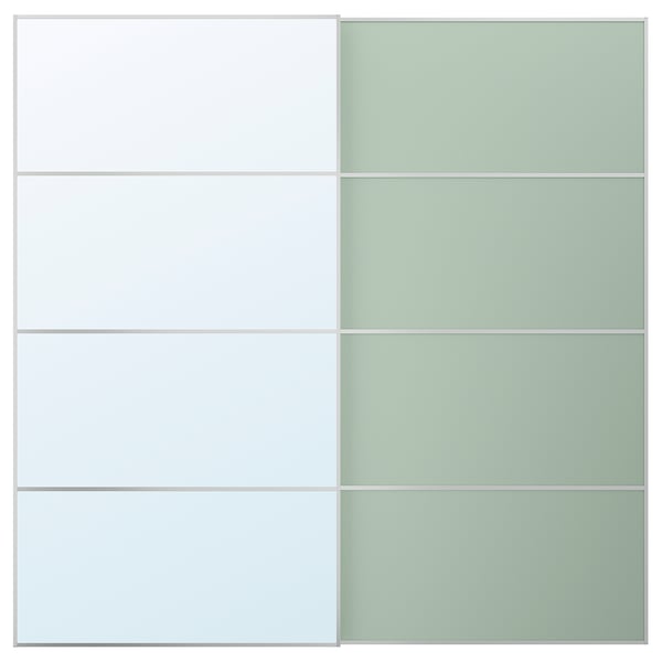 MEHAMN/AULI Jeu 2 ptes coul, aluminium double face/vert clair miroir, 200x201 cm