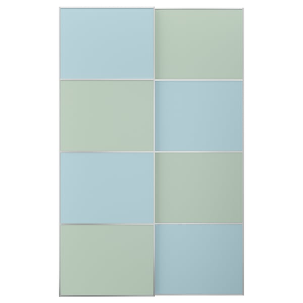 MEHAMN Jeu 2 ptes coul, aluminium double face/bleu clair vert clair, 150x236 cm