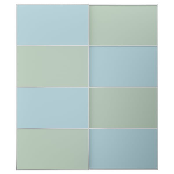 MEHAMN Jeu 2 ptes coul, aluminium double face/bleu clair vert clair, 200x236 cm