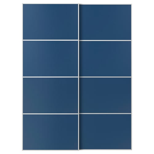 MEHAMN Jeu 2 ptes coul, blanc/double face bleu, 150x201 cm