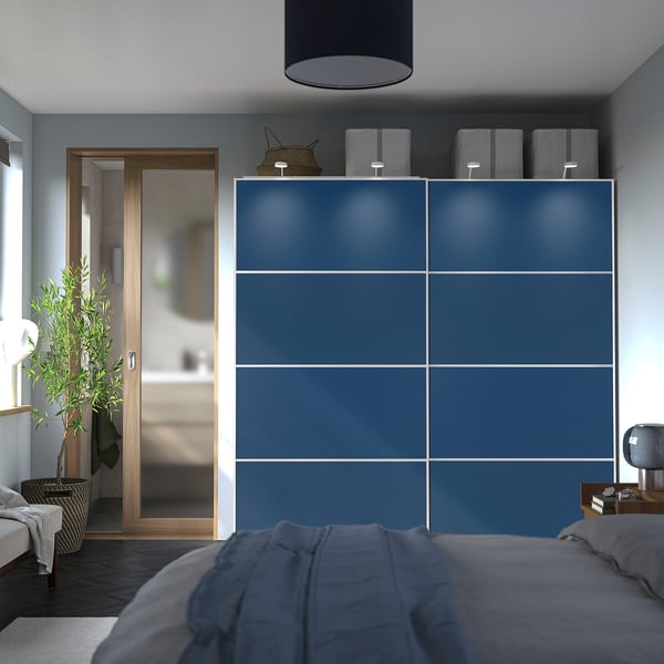 MEHAMN Jeu 2 ptes coul, blanc/double face bleu, 200x201 cm