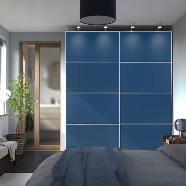 MEHAMN Jeu 2 ptes coul, blanc/double face bleu, 200x236 cm
